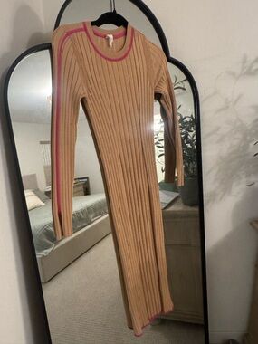 Daily Practice Ribbed Camel Knit Dress